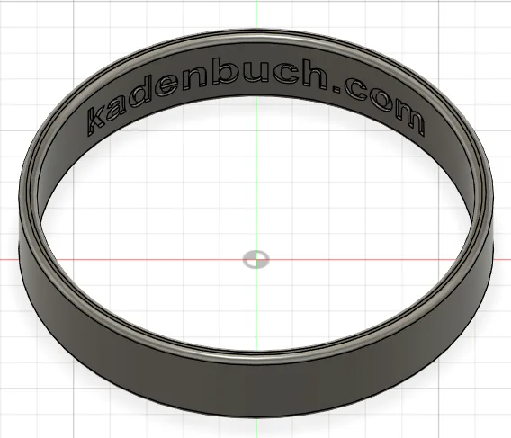 Bracelet CAD model with text embossed around the curved band