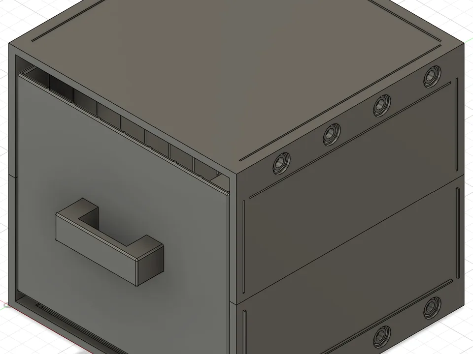 Version one modular stackable workshop drawer modeled in Autodesk Fusion