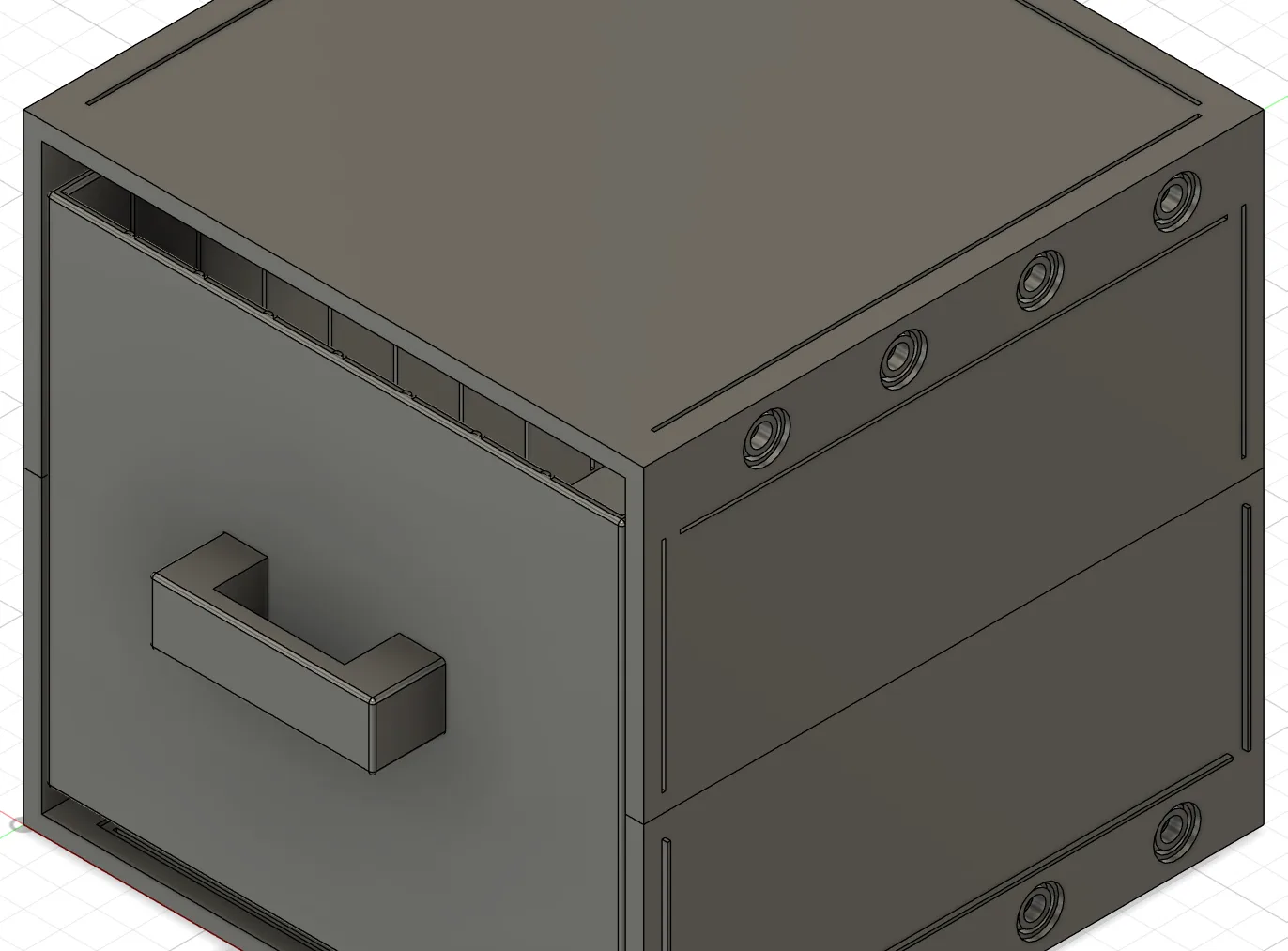 Version one modular stackable workshop drawer modeled in Autodesk Fusion