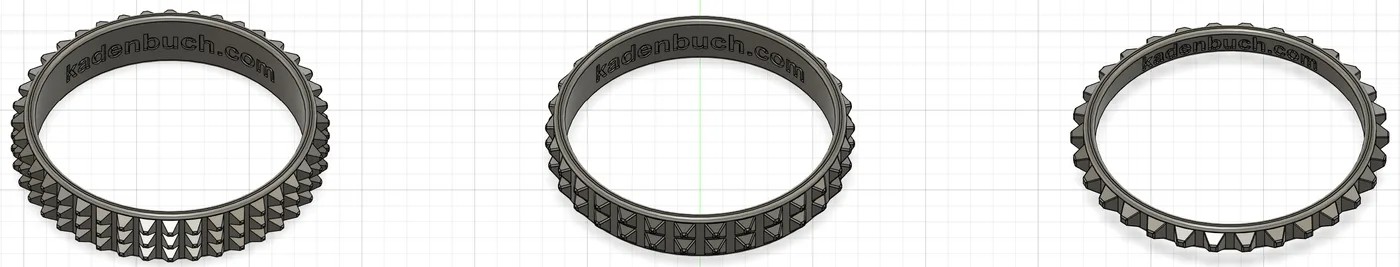 Several bracelet size variants with repeated exterior stud geometry