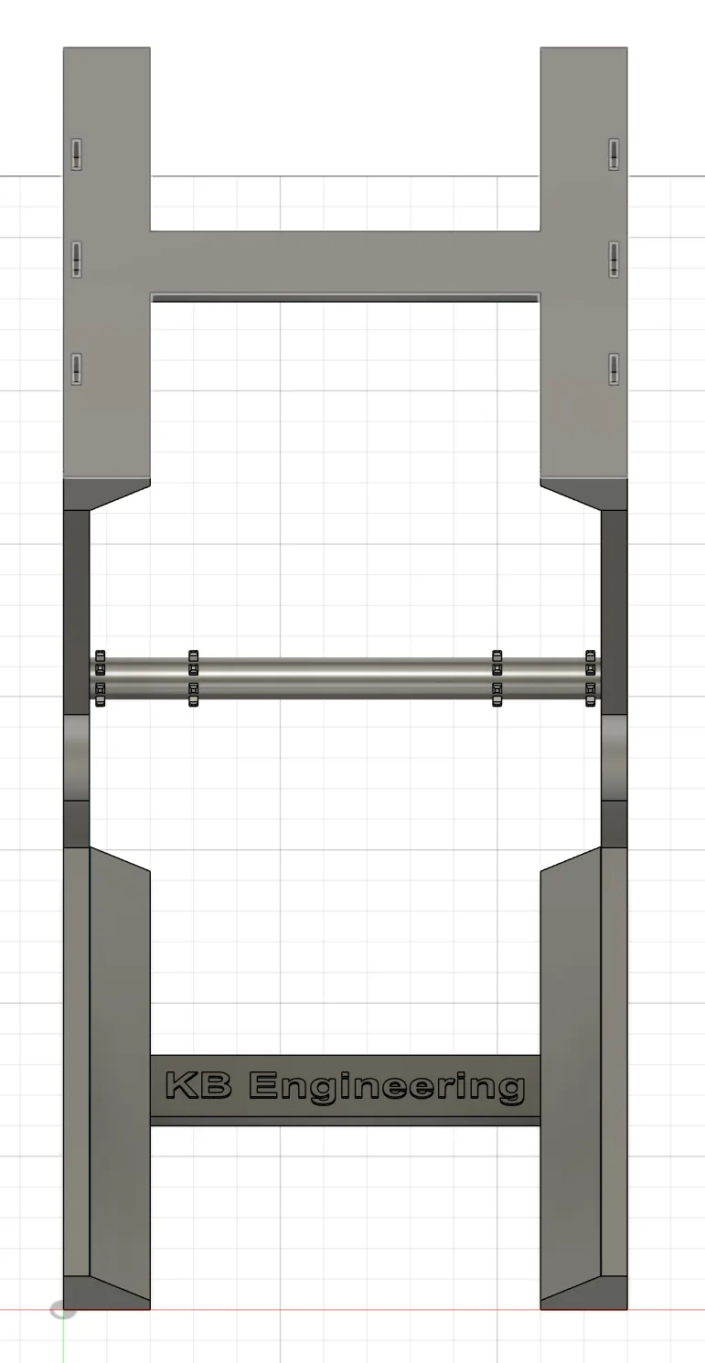 Front view of the complete modular filament spool holder CAD model